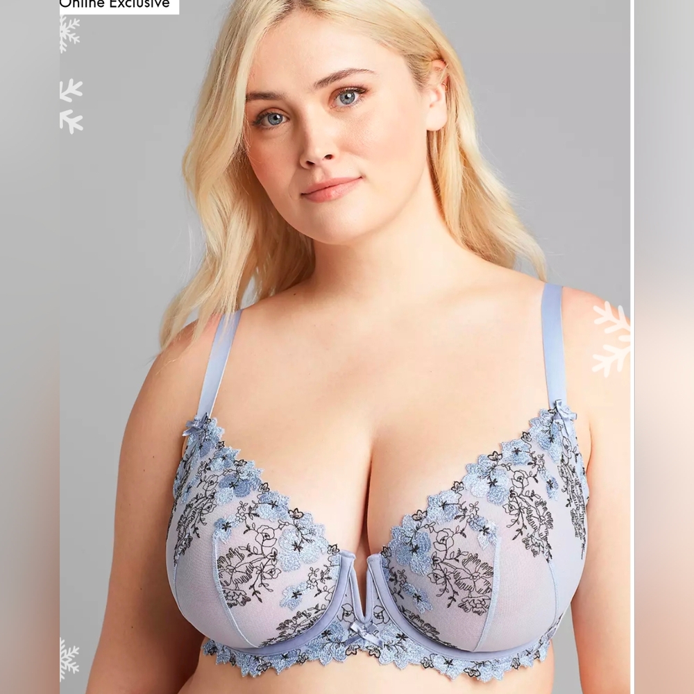 Metallic Embroidered Unlined Balconette Bra
